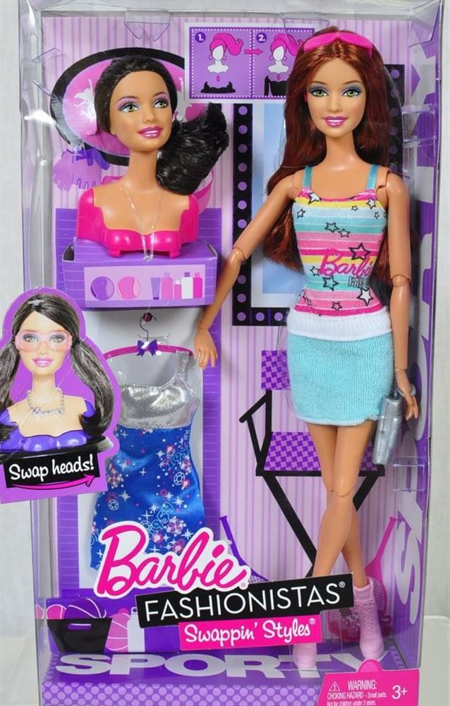 スイーツ柄 ブルー Purple Barbie バービー Fashionistas Swapping Styles Doll 人形 ドール 